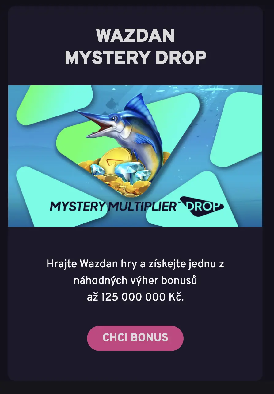 Wazdan Mystery Drop – získejte náhodné bonusové výhry. Wazdan Mystery Drop s multiplikátorem a výhrami až 125 milionů Kč.